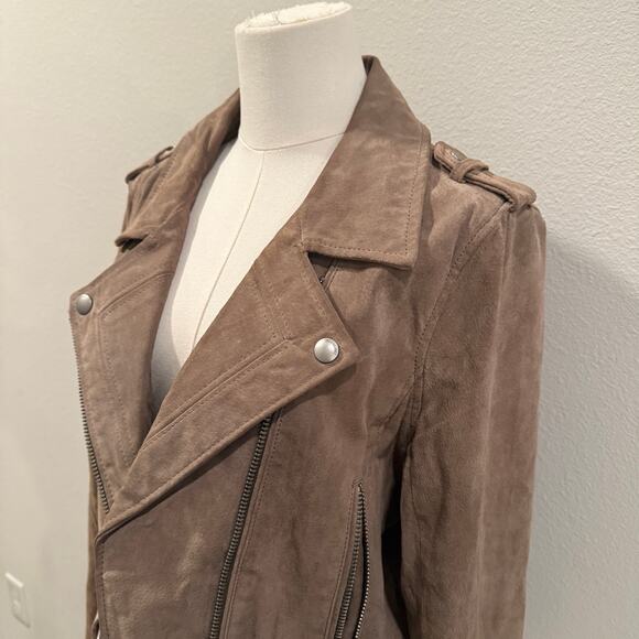 BLANKNYC Suede Moto Jacket Large Taupe Brown Real Leather Biker Fall Edgy Fall - Picture 3 of 6